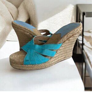 STUBBS & WOOTTON Blue Espadrille Wedges Size 37 / 7